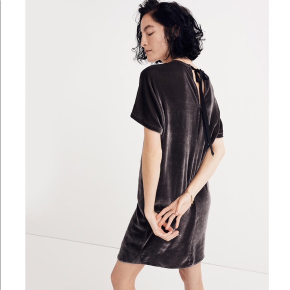 Madewell Velvet Bow-Back Tee Dress - Picture 2 of 7